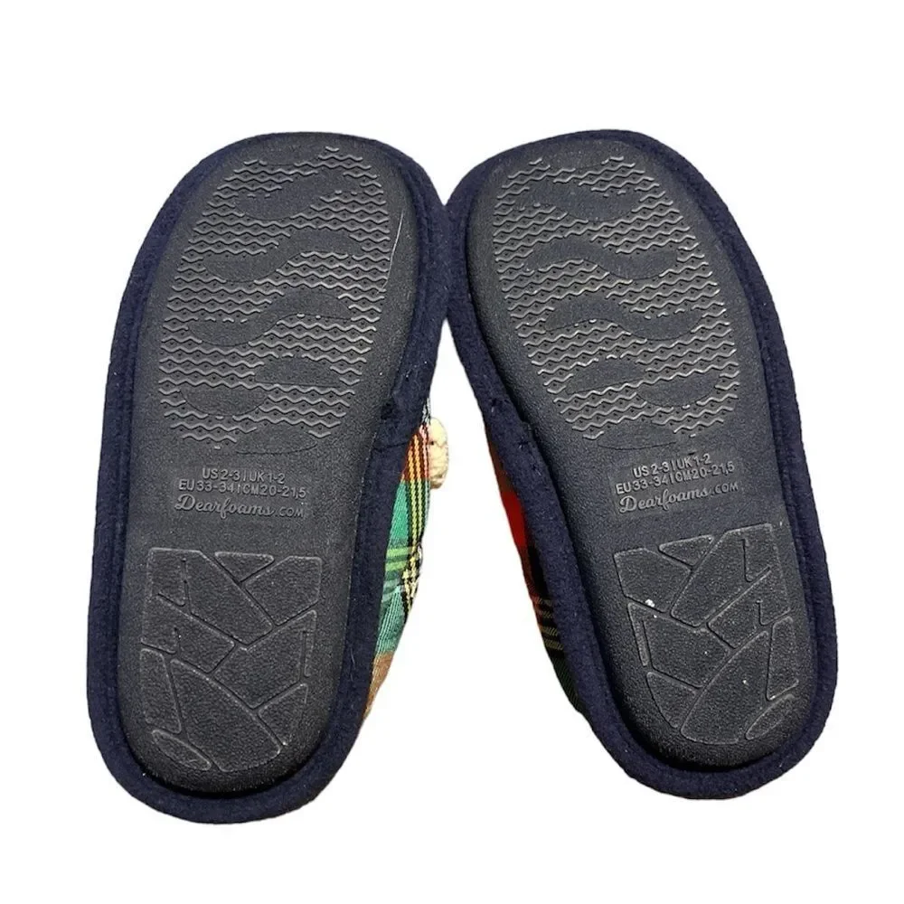 Dearfoams Lil Bear Plaid Christmas Slippers